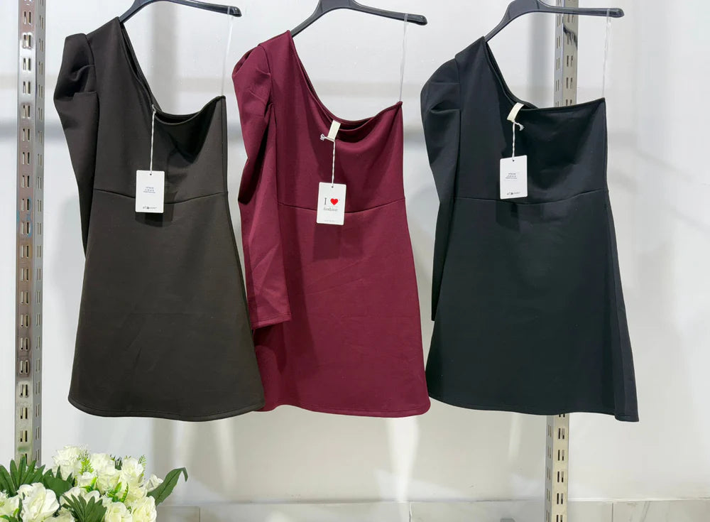 ميني دريس كتف واحد فاخر – إطلالة جذابة وساحرة