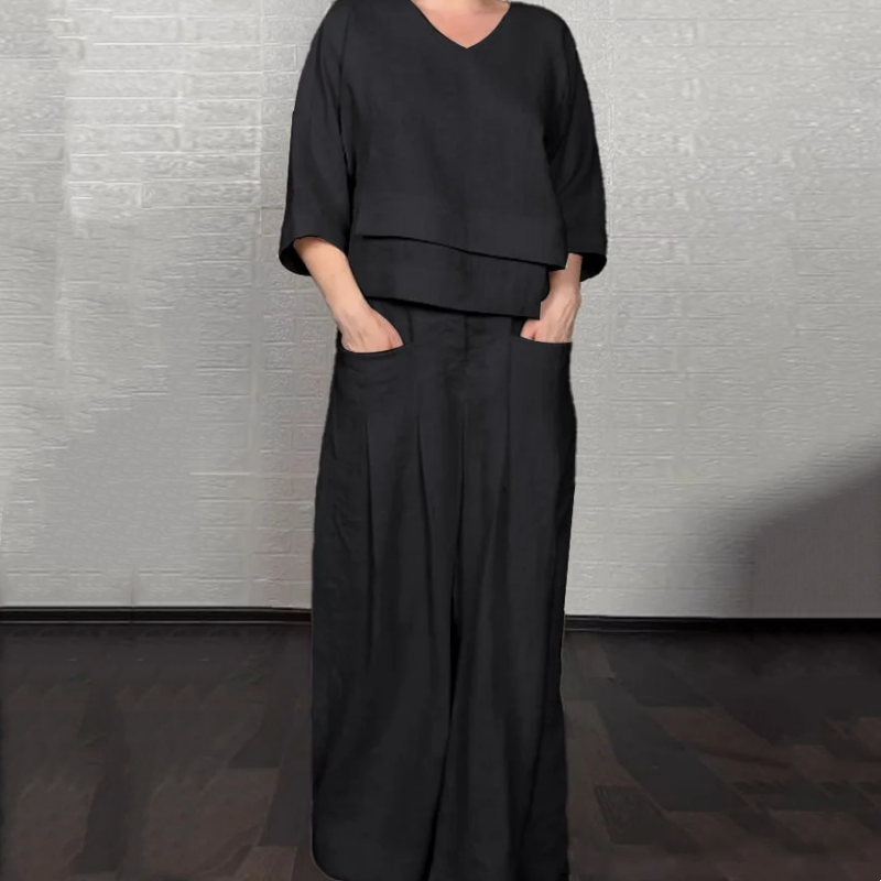 Ensemble deux pièces décontracté avec ourlet irrégulier