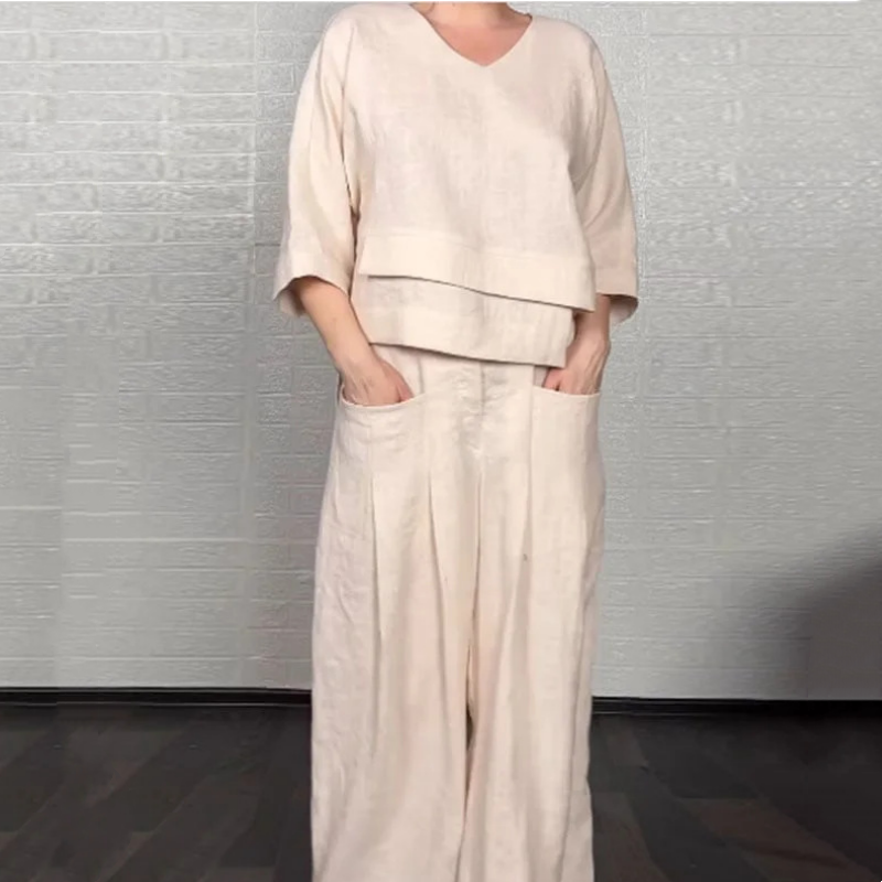 Ensemble deux pièces décontracté avec ourlet irrégulier